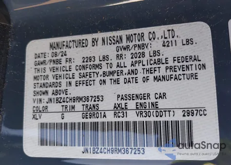 2024 Nissan Z Nismo Auto z USA, uszkodzony, nr VIN JN1BZ4CH9RM367253